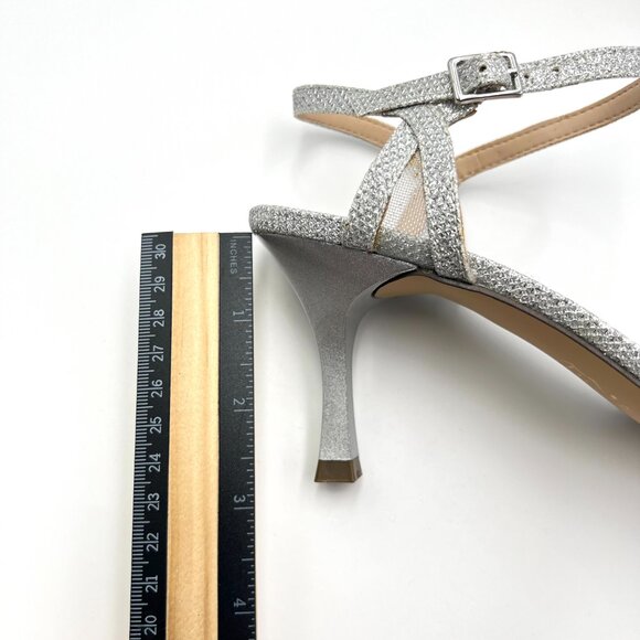 Nina Womens Size 7.5M Silver Jeweled Dress Sandals Heels Shoes - Picture 14 of 15